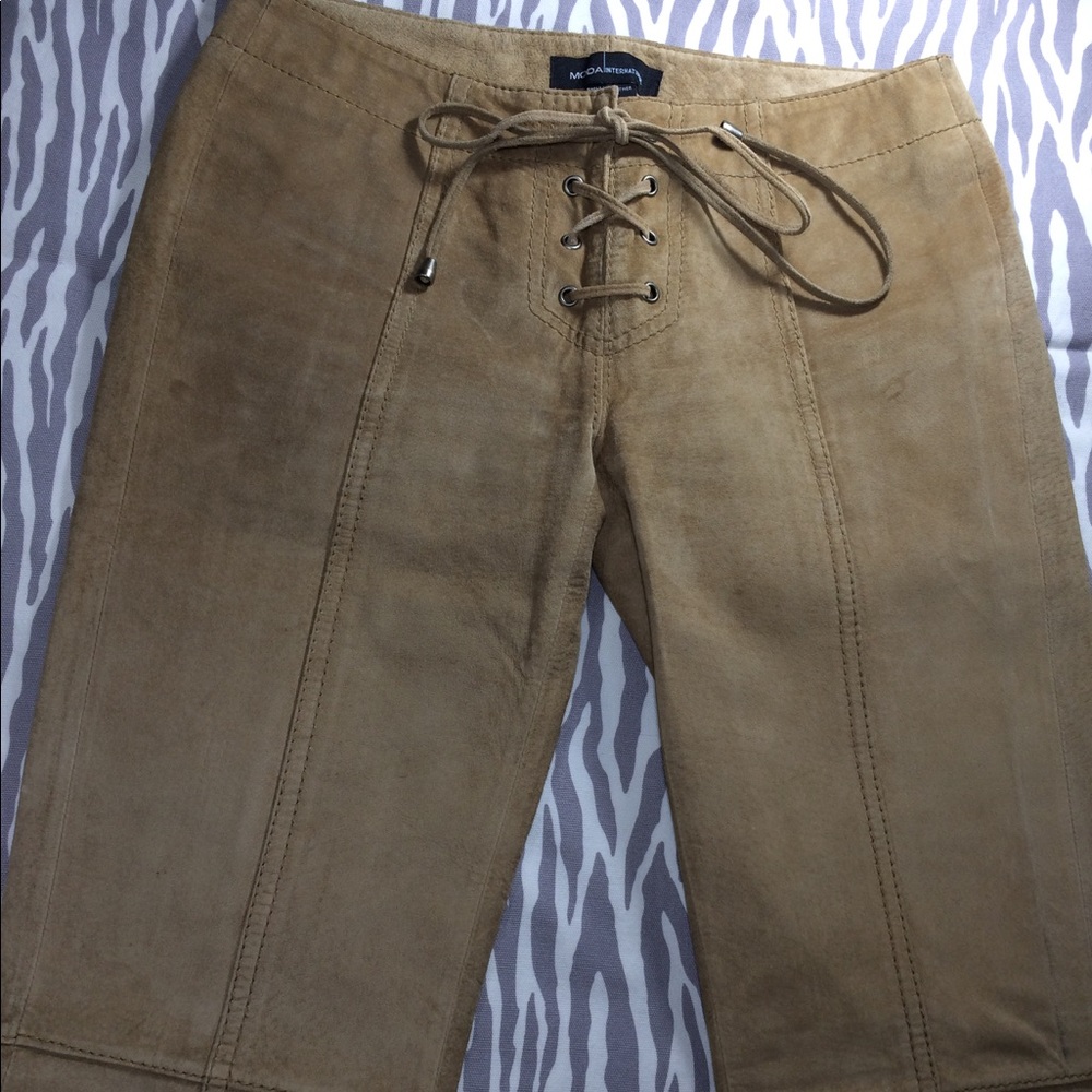 Moda International Brown Suede Pants Sz 2